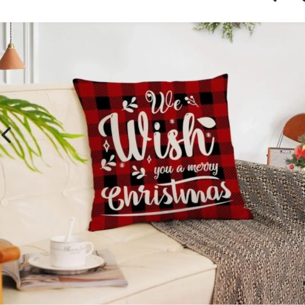 Festive Holiday Pillow Covers Set of 4 - Red and Green 20”X20”